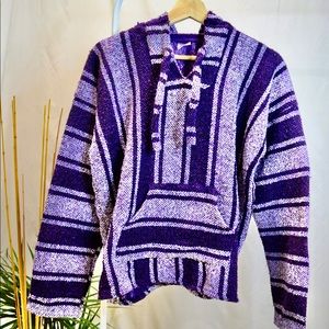 Men Purple Poncho Sweater
